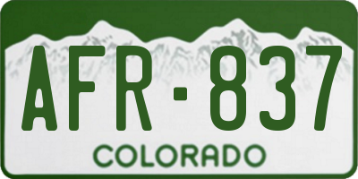 CO license plate AFR837