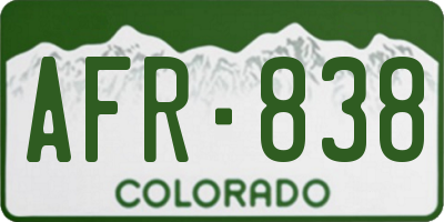 CO license plate AFR838