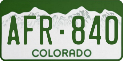 CO license plate AFR840