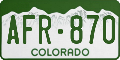 CO license plate AFR870