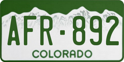 CO license plate AFR892