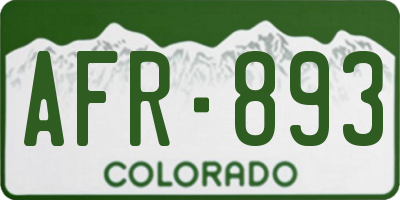 CO license plate AFR893