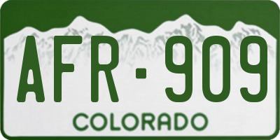 CO license plate AFR909