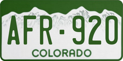 CO license plate AFR920