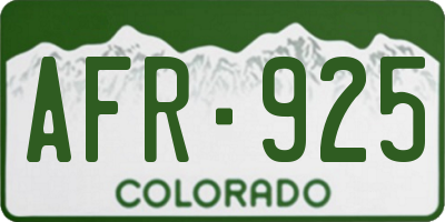 CO license plate AFR925