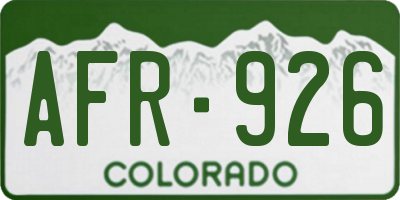 CO license plate AFR926