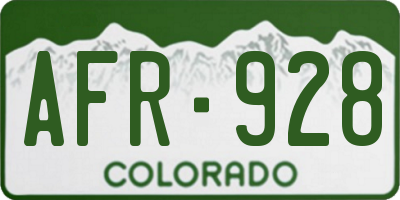 CO license plate AFR928