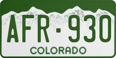 CO license plate AFR930