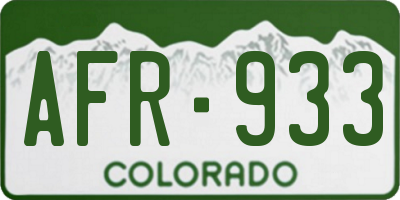 CO license plate AFR933