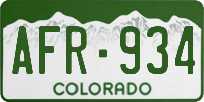 CO license plate AFR934