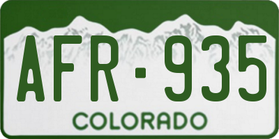 CO license plate AFR935