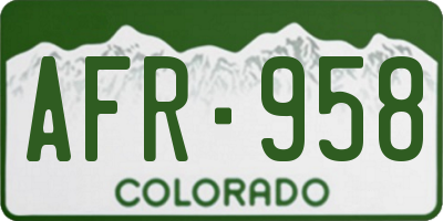 CO license plate AFR958