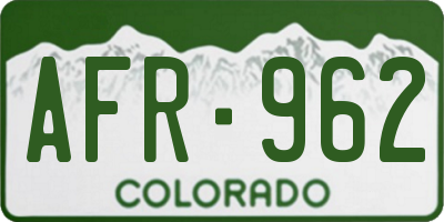 CO license plate AFR962