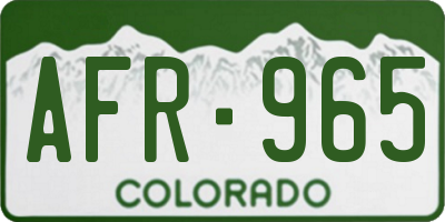 CO license plate AFR965