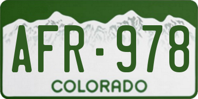 CO license plate AFR978