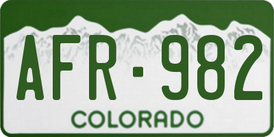 CO license plate AFR982
