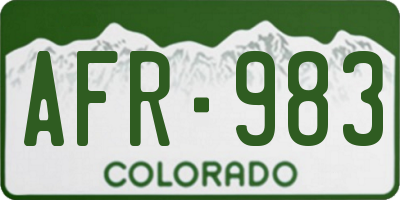 CO license plate AFR983