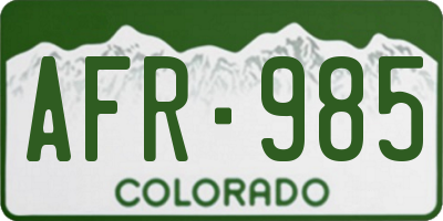 CO license plate AFR985