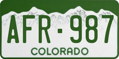 CO license plate AFR987