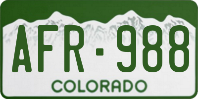 CO license plate AFR988