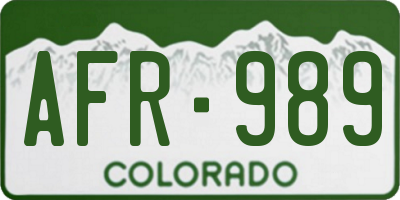 CO license plate AFR989