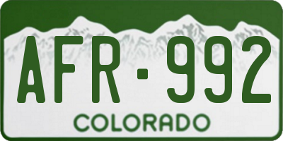 CO license plate AFR992