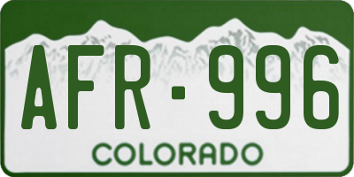 CO license plate AFR996