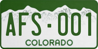 CO license plate AFS001