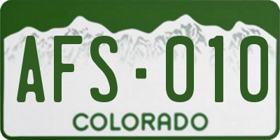 CO license plate AFS010
