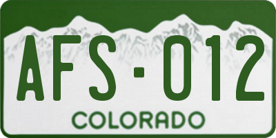CO license plate AFS012