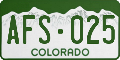 CO license plate AFS025