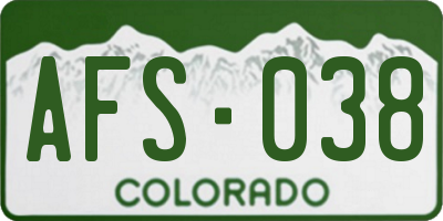 CO license plate AFS038