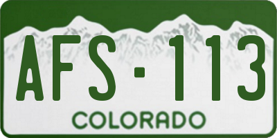 CO license plate AFS113