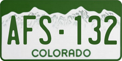 CO license plate AFS132