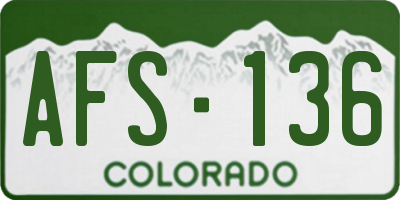 CO license plate AFS136