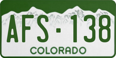 CO license plate AFS138
