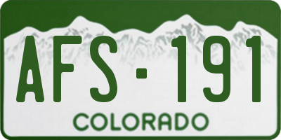 CO license plate AFS191