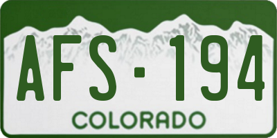 CO license plate AFS194