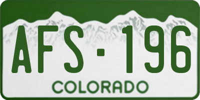 CO license plate AFS196