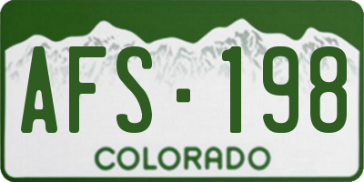 CO license plate AFS198