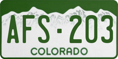 CO license plate AFS203