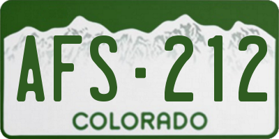 CO license plate AFS212