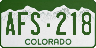 CO license plate AFS218