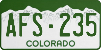 CO license plate AFS235