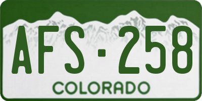 CO license plate AFS258