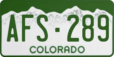 CO license plate AFS289
