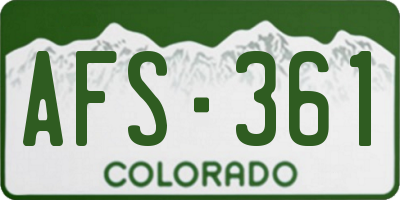 CO license plate AFS361