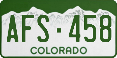 CO license plate AFS458