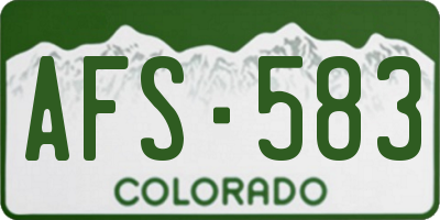 CO license plate AFS583