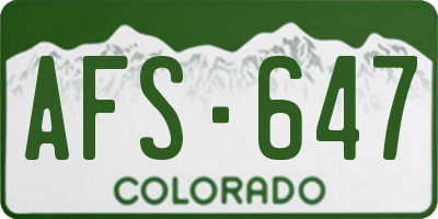 CO license plate AFS647
